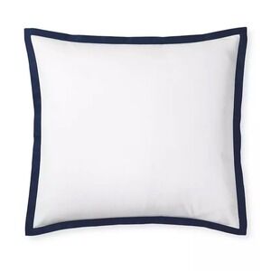 Serena & Lily Euro Pillow Shams White Navy Border Coastal Preppy 26x26 Set of 2